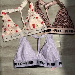PINK Victoria's Secret Lace Bralette Trio